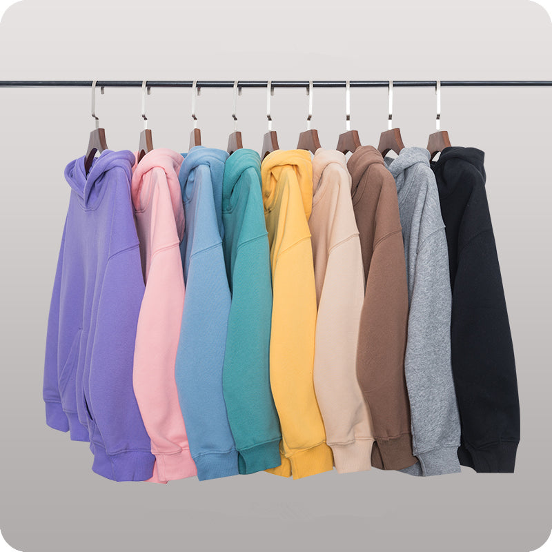 Custom Blank 100% Cotton Heavyweight Fleece High Quality Streetwear Thick Puff Print Fashion Pure Color Children's Hoodies