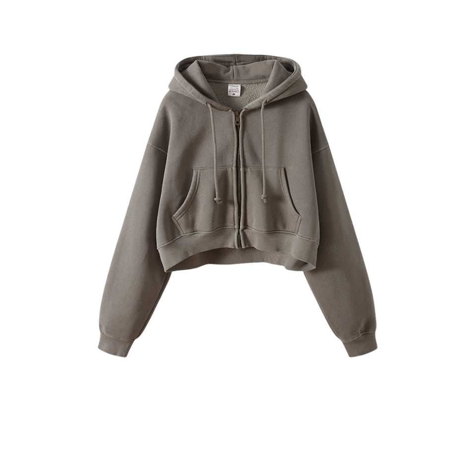 Vintage Custom logo Hoodies Blank Zip up Fleece High Quality Polyester/Cotton Streetwear Washed Plain Streetwear Hoodies