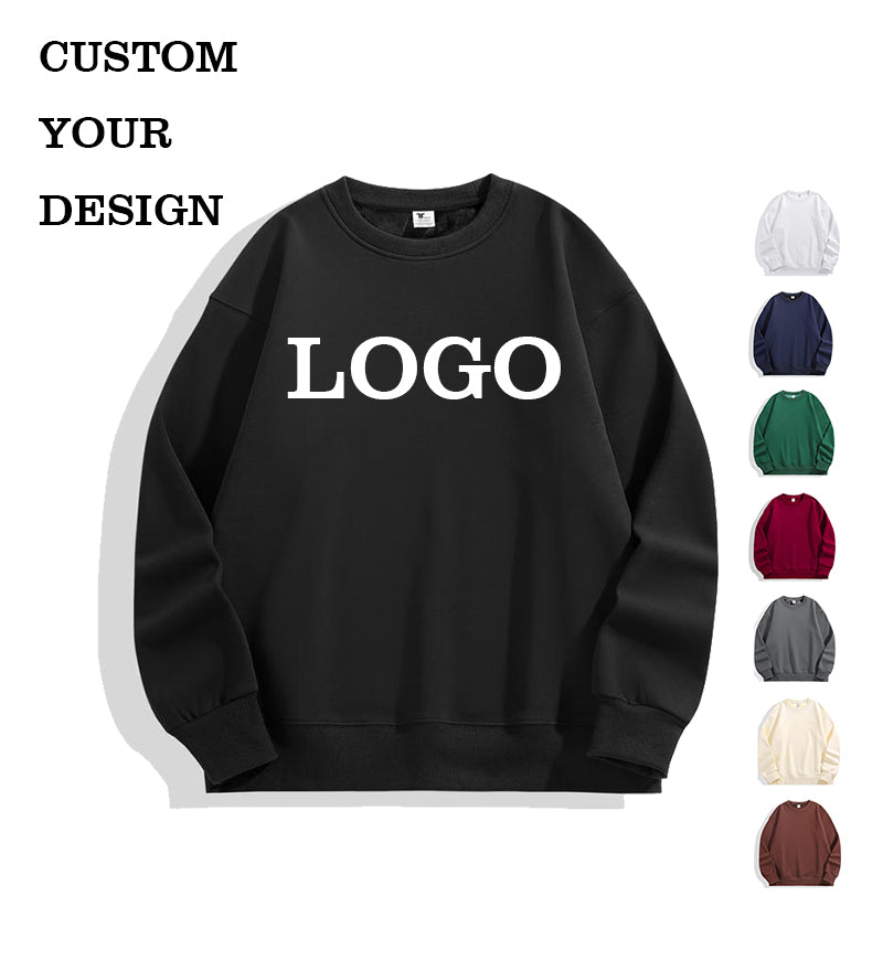 500g Heavyweight Hoodies Blank Pullover Crew Neck Unisex High Quality Drop Shoulder Pure Color Streetwear Oversized Hoodies