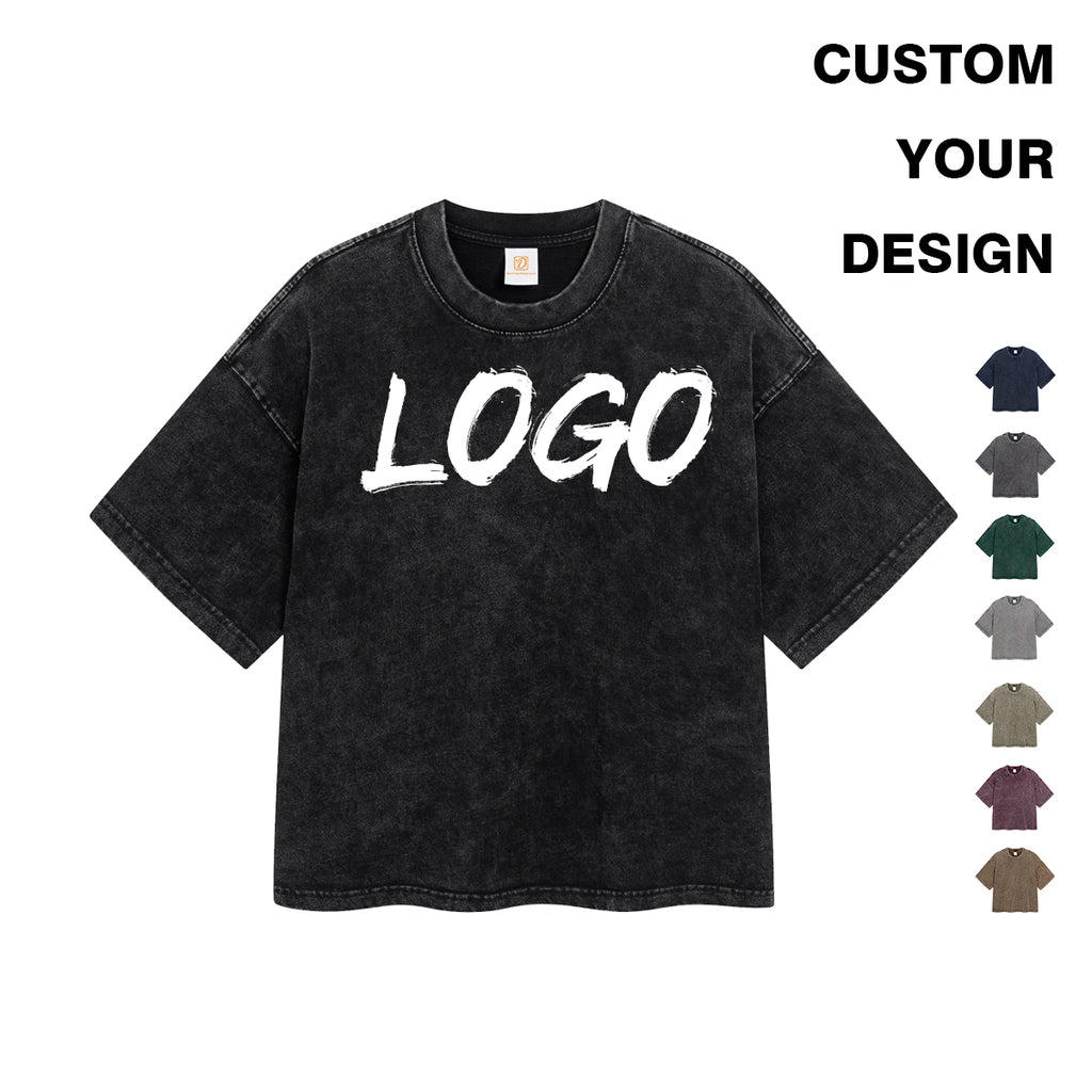 275G Men's T-shirts Customized Blank Plain Heavy Cotton Boxy Short Streetwear Style Acid Wash t Shirt for Men High Quality