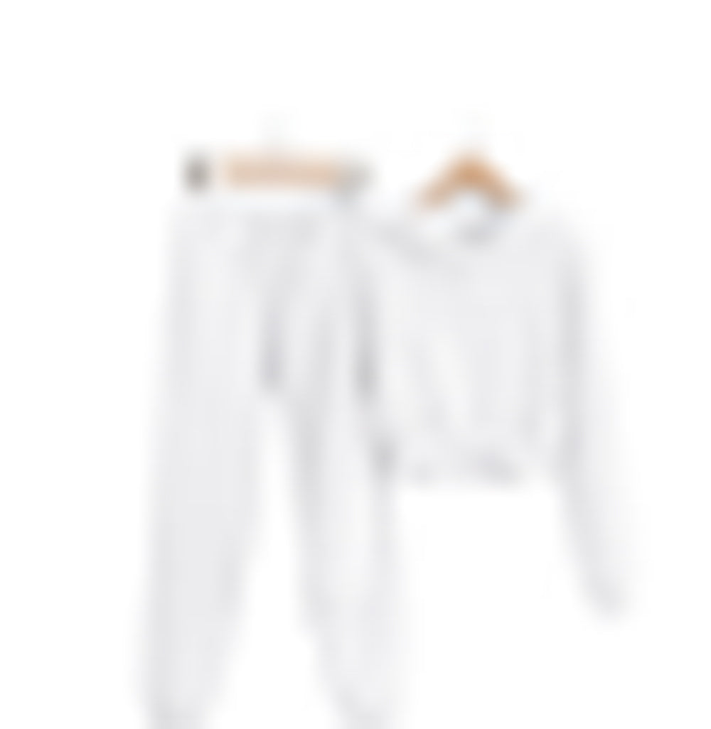 5 Color Hooded Fleece Short Sleeved Pullover Set for Women Loose Fitting Pure Color Waistband Crew Neck batwing Sleeve Suit