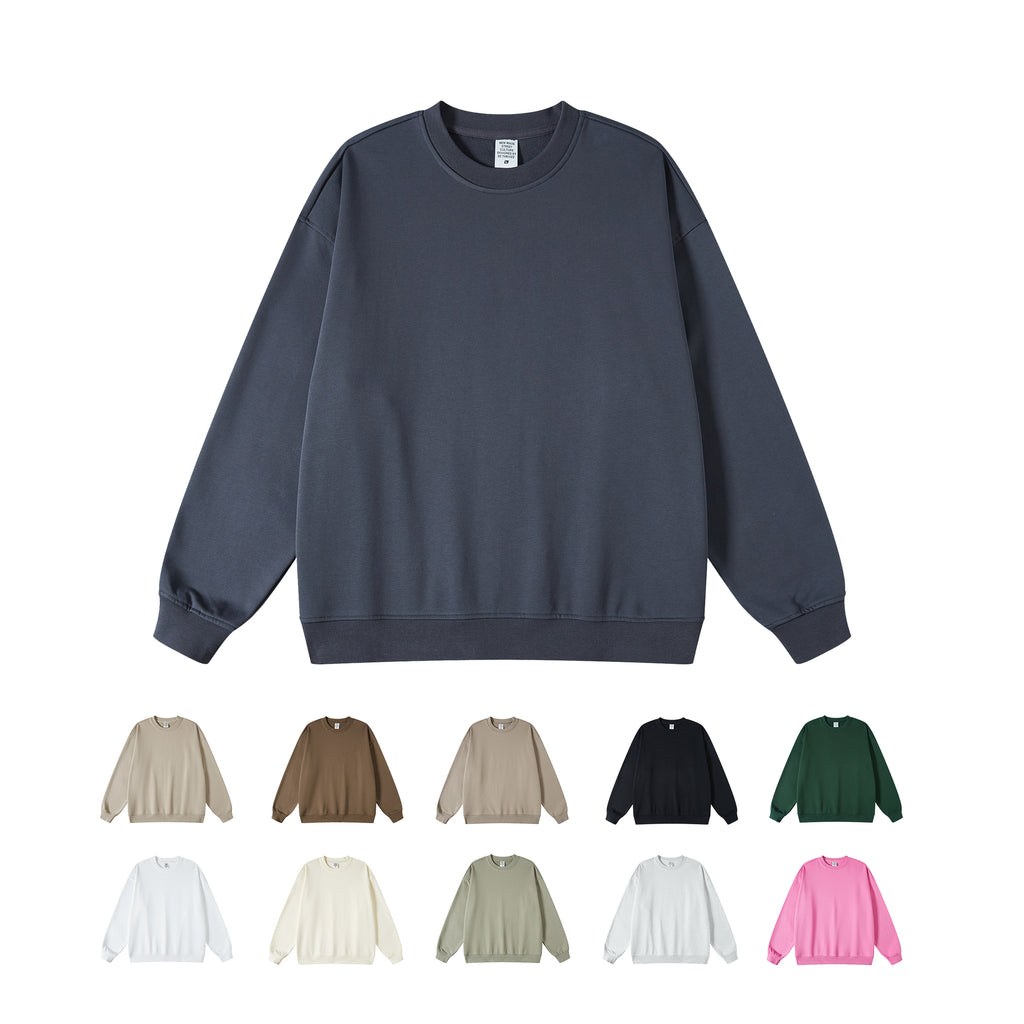 450G Heavyweight Custom French Terry Drop Shoulder Round Neck Wireless High Quality Streetwear Distressed Blank Oversized Hoodies
