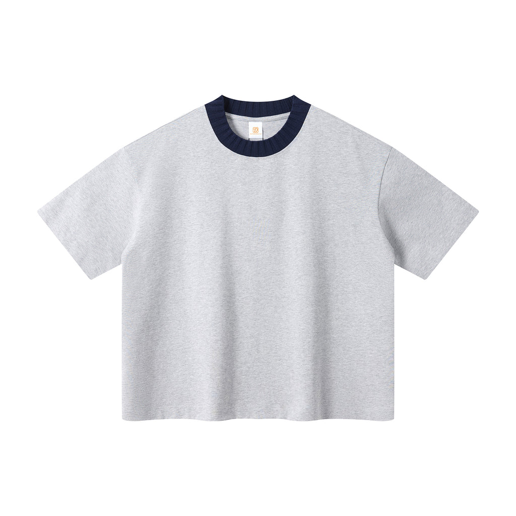 Hot Sale Boxy Men's T-shirts Custom Embroidery logo Knit Patchwork New Design High Quality Streetwear Wholesale Men's T-shirts