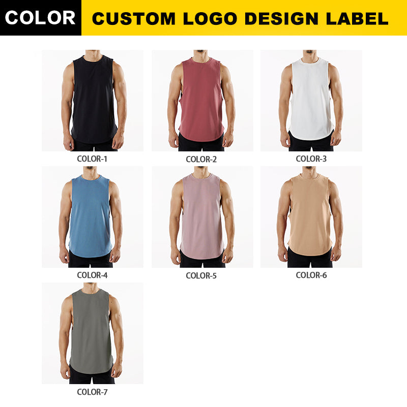 Custom T-shirt Logo Heavyweight Sleeveless Breathable Slitted Streetwear High Quality Sport Heavy Cotton T-shirt Men
