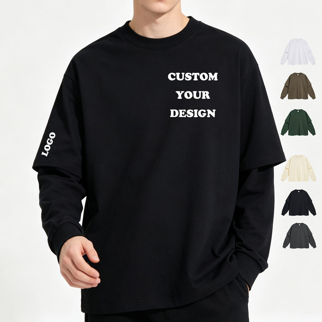 Manufacturer Tshirts Drop Shoulder Patchwork New Design High Quality Streetwear Custom Distressed Embroidery High Quality Tshirt