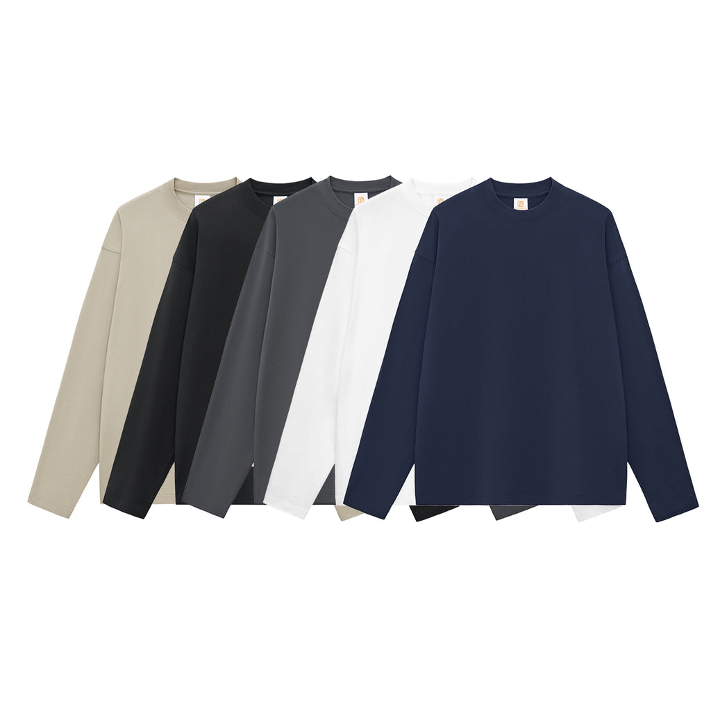 Heavyweight Tshirts Custom Long Sleeve 100% Cotton Blank Pure Color High Quality Streetwear Wholesale Fashion Long Sleeve Tshirt