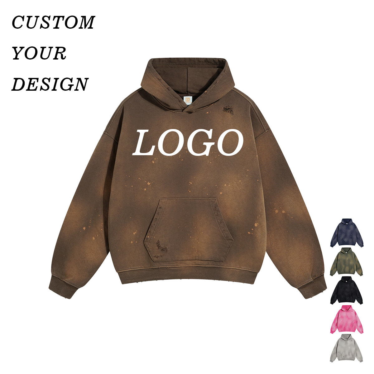 Manufacturer Hoodies Puff Printing Streetwear Heavyweight Blank Custom logo Unisex High Quality Broken Drop Shoulder Hoodie