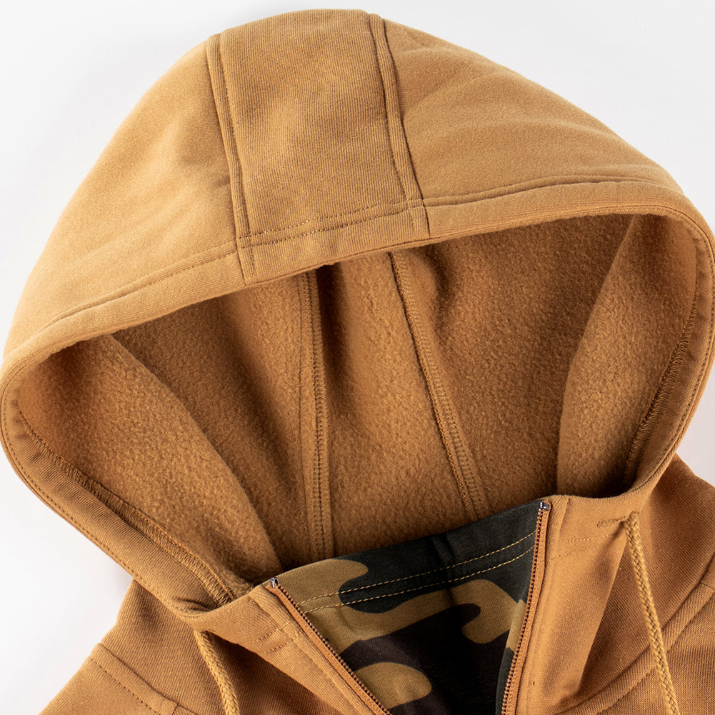 Wholesale Polyester V-neck Pullover Custom Zip Camouflage Heavyweight Streetwear Hoodies High Quality Winter Fleece Men's Hoodie