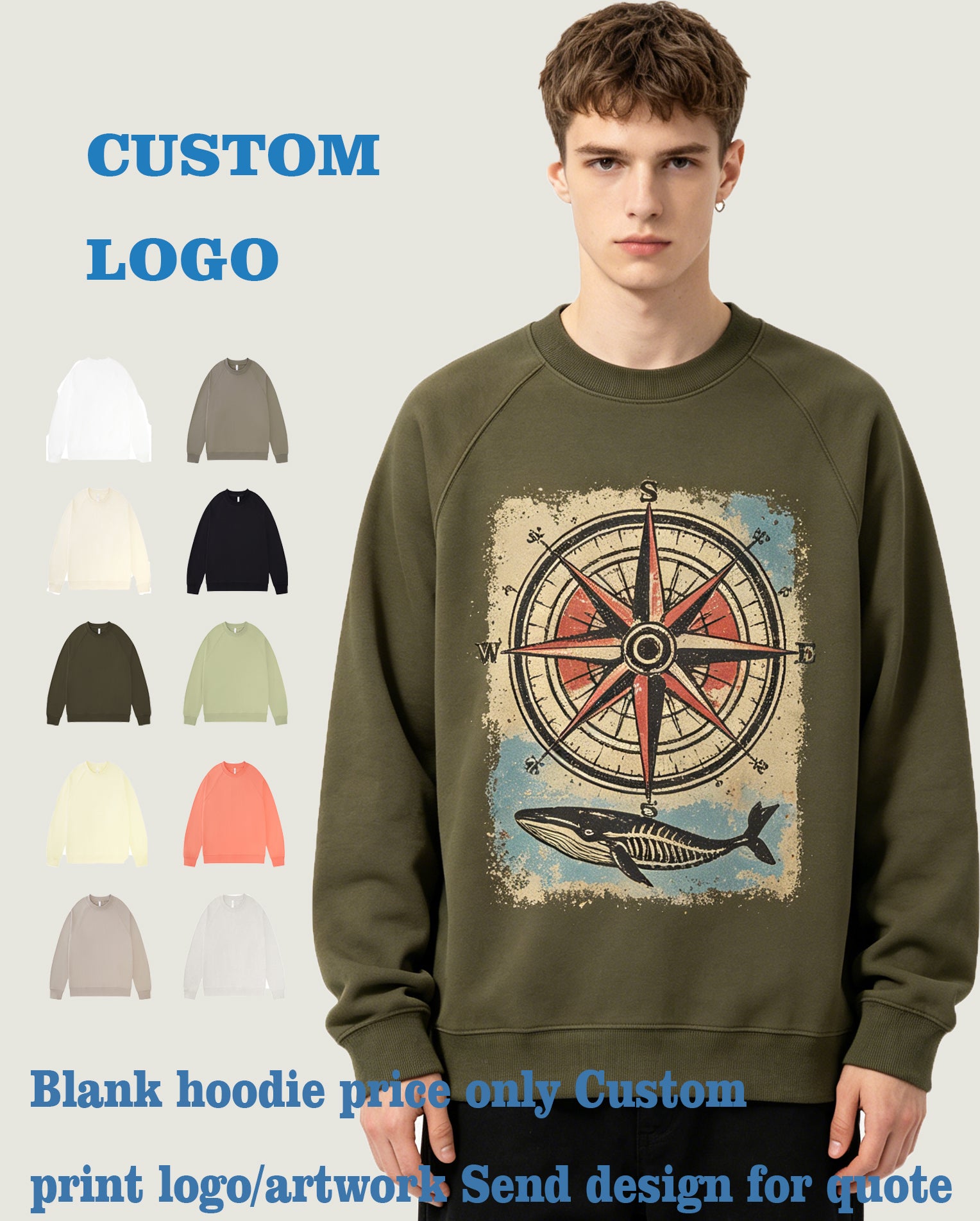 100% Cotton Flannel Pullover with Rounded Shoulders and Sleeves Made of Unisex Hoodies for High Quality Personalized Design