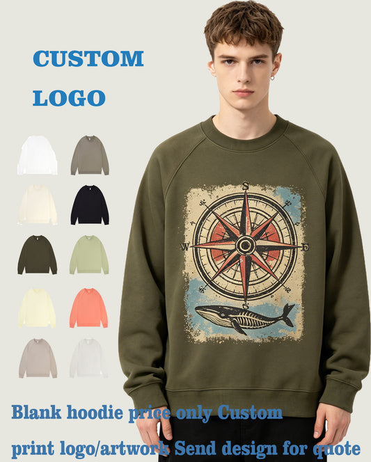 100% Cotton Flannel Pullover with Rounded Shoulders and Sleeves Made of Unisex Hoodies for High Quality Personalized Design