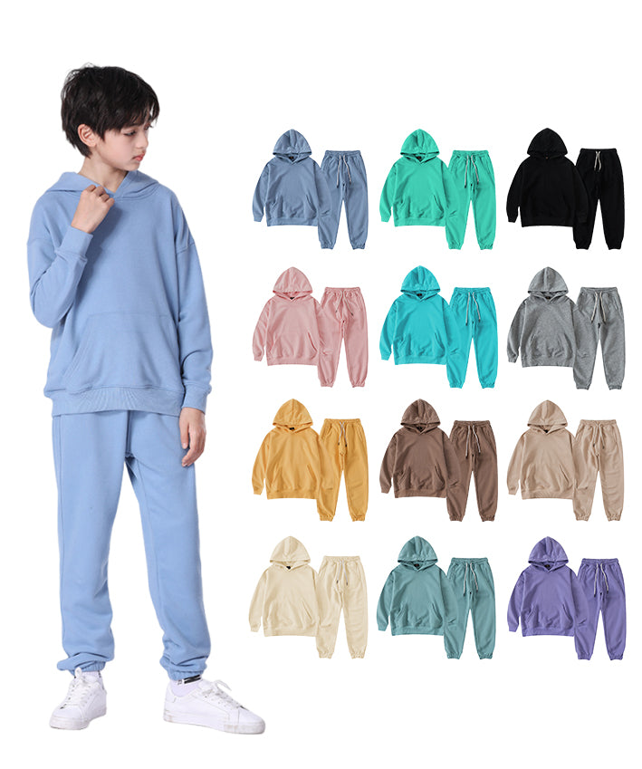 100% Cotton Custom French Terry Pure Color High Quality Blank Heavyweight Puff Printing Children's Hoodie Manufacturers