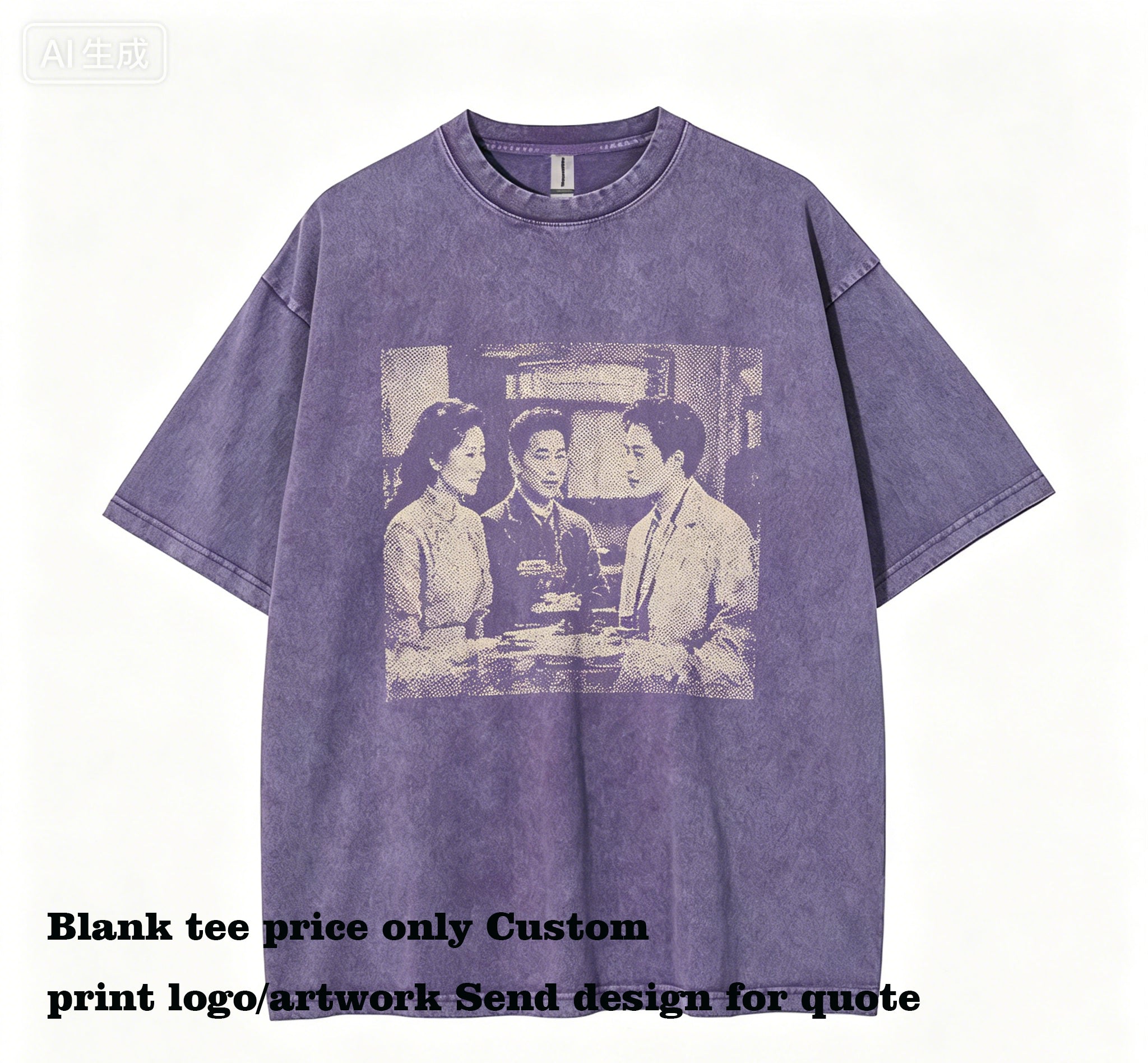 Manufacturer Custom LOGO Print Tshirt 12 Color Hand Dyed Washed and Distressed Short Sleeve American Style Drop Shoulder