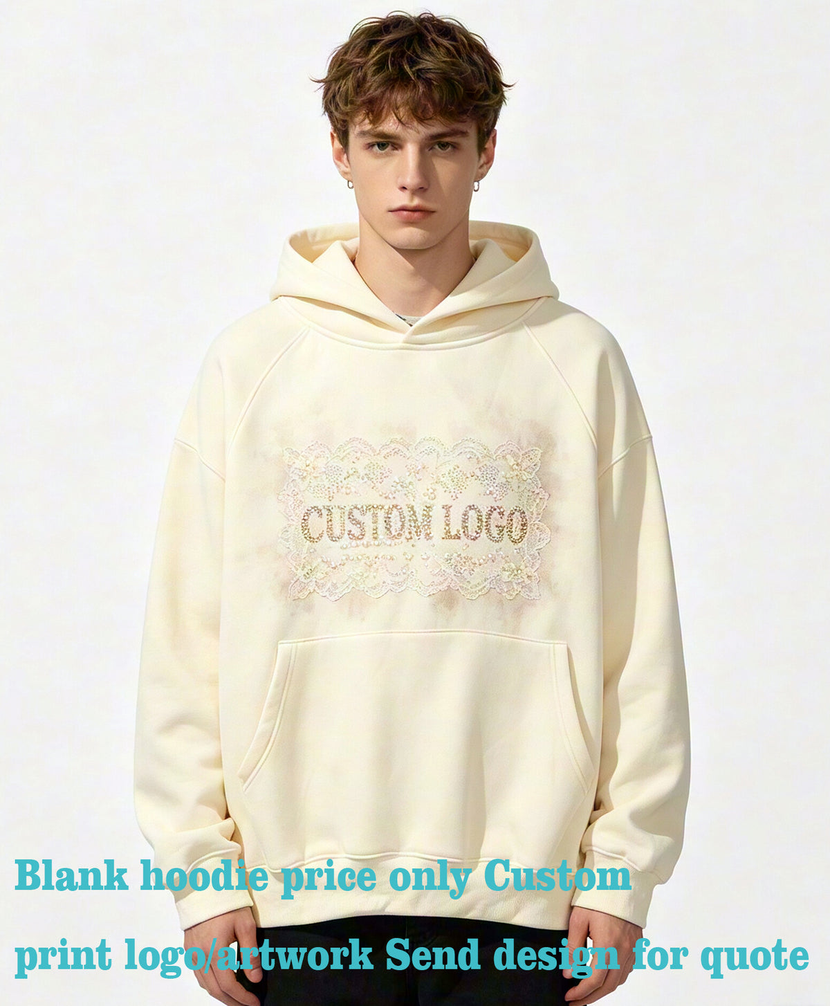 Customized American Style Loose Fit Trendy Hoodie with No Drawstring Long Sleeved with a Hood Oversize High Quality Hoodie