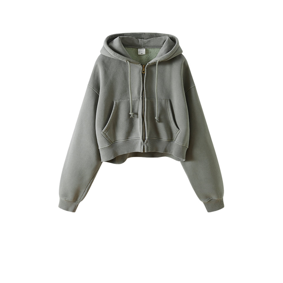 Vintage Custom logo Hoodies Blank Zip up Fleece High Quality Polyester/Cotton Streetwear Washed Plain Streetwear Hoodies