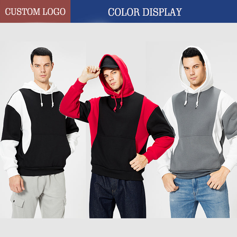 Manufacturer Hoodies Polyester Blank Pullover Fleece Color-blocked Heavyweight Custom Printed Streetwear Hoodies