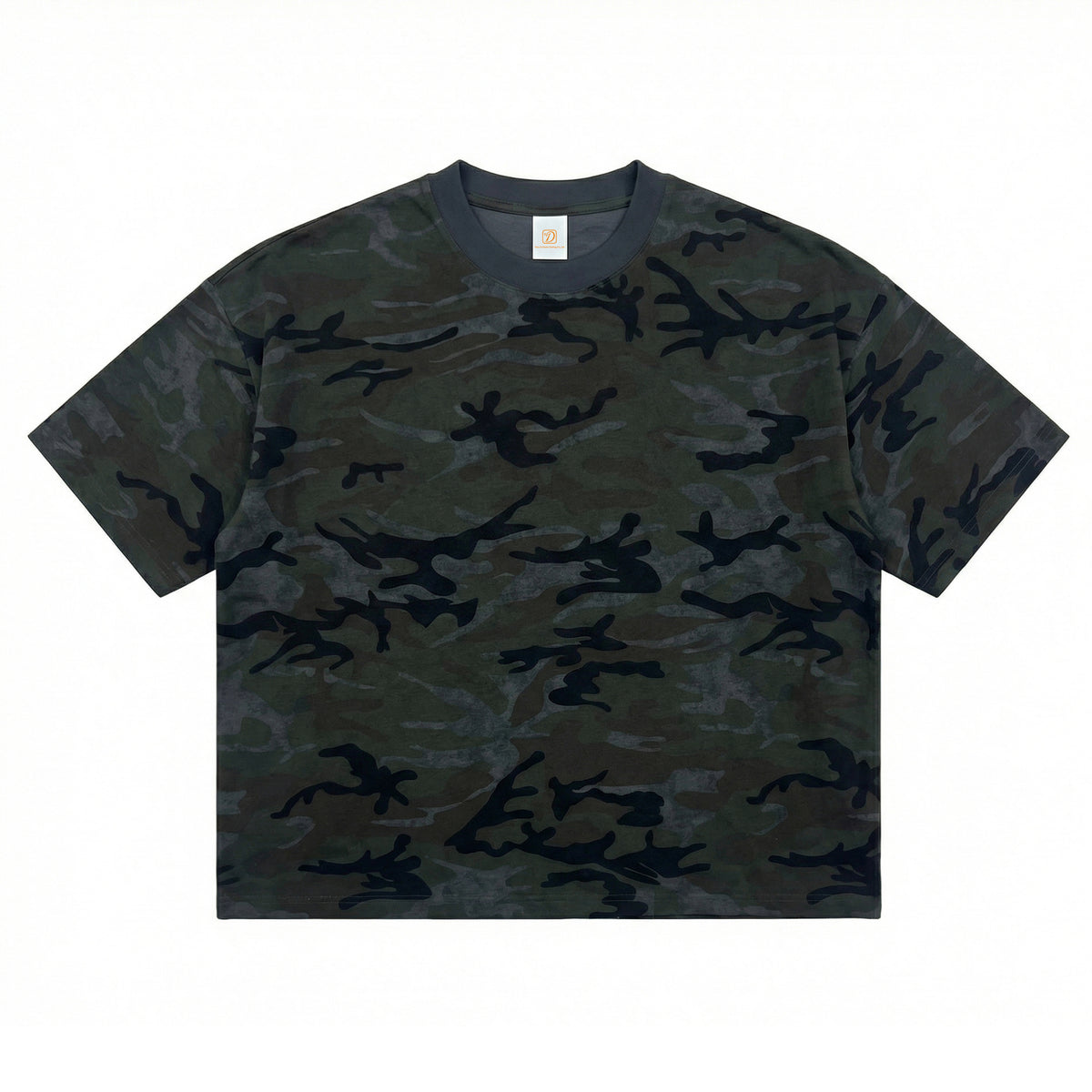 Fashion Summer Version Loose Fitting Cotton Casual Brand T-shirt BOXY Vintage Cotton Embroidered Camouflage Basic T-shirt