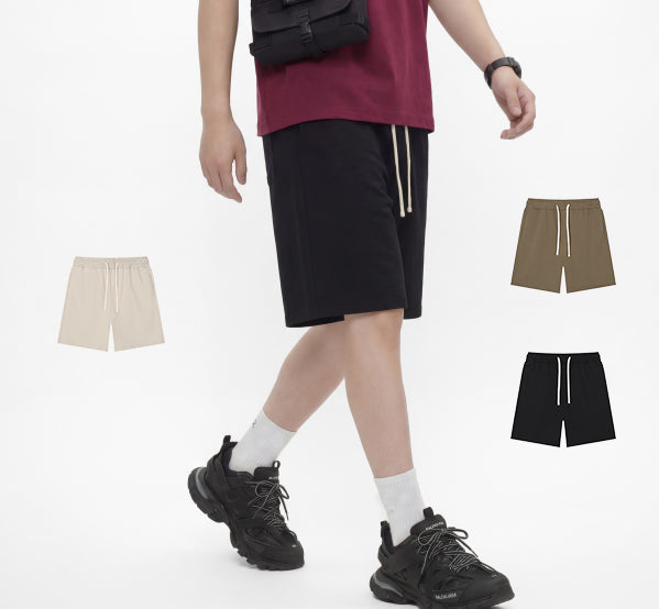 Men's Sports Shorts 100% Cotton High Quality Streetwear Customized Pure Color Heavyweight Summmer Plain Personalized T-shirt