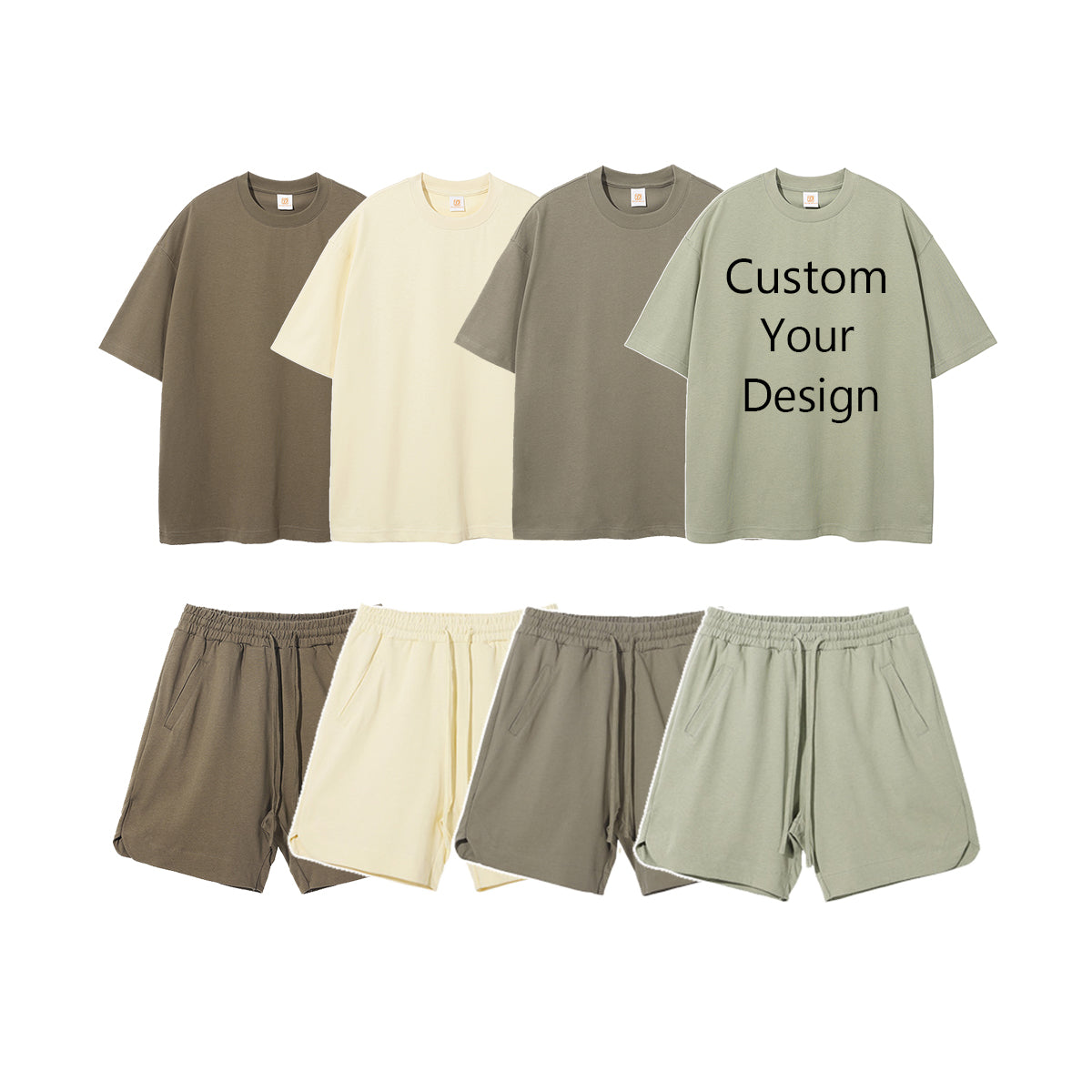Loose Heavyweight Heavy Cotton Streetwear Short Sleeve Drop Shoulder Pure Color Round Neck Distressed Embroidery Tshirt