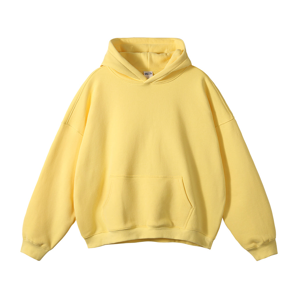 Men's High Quality Hoodies Black Custom logo Puff Printing Fleece Pure Color Streetwear New Fashionable Heavy Cotton Hoodies