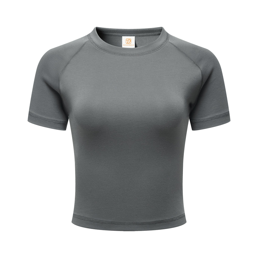 Custom logo Crop Top High Quality Blank Streetwear Short Sleeve Screen Print Heavy Weight Pure Color Fashion Ladies Tshirts