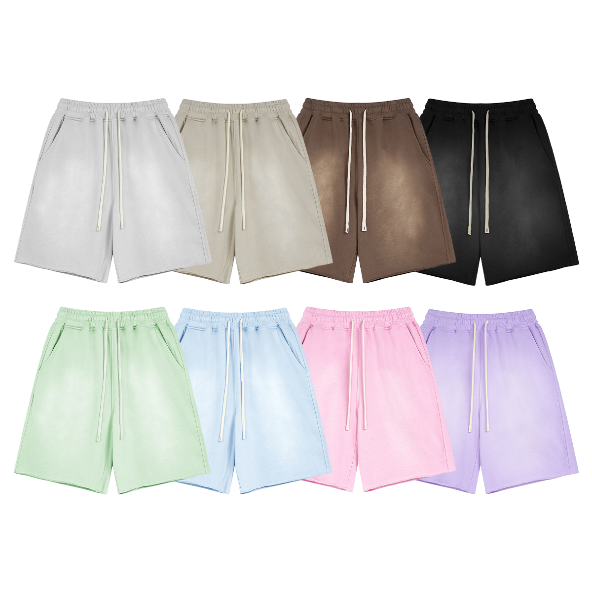 Vintage 100% Cotton Custom Acid Wash High Quality Blank Short Sleeve Tie Dye t Shirt Suit for Men High Quality