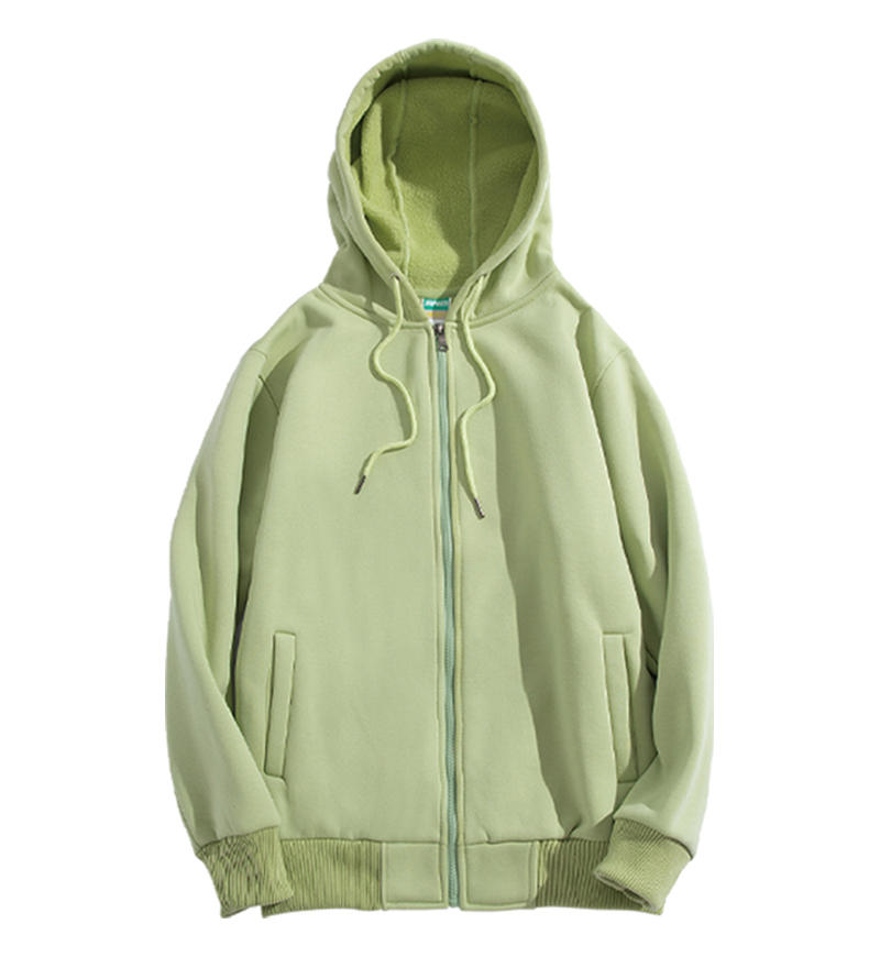 Wholesale Custom Made Color Zipper Sweatshirt with Single Layer Hat Featuring Your Design All Kinds of Techniques Can Be Used