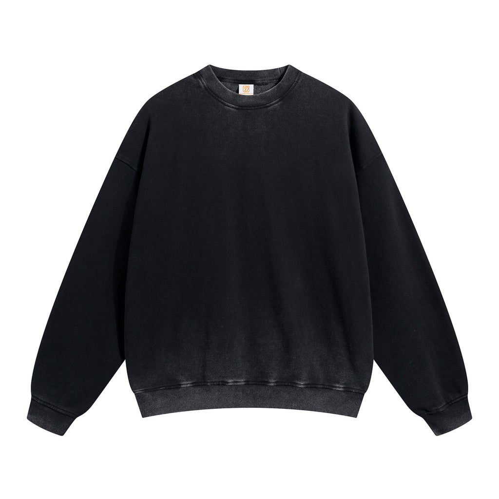 Top Quality Hoodies Streetwear Custom Distressed Embroidery Blank Vintage Acid Wash Crewneck Wholesale Drop Shoulder Hoodie