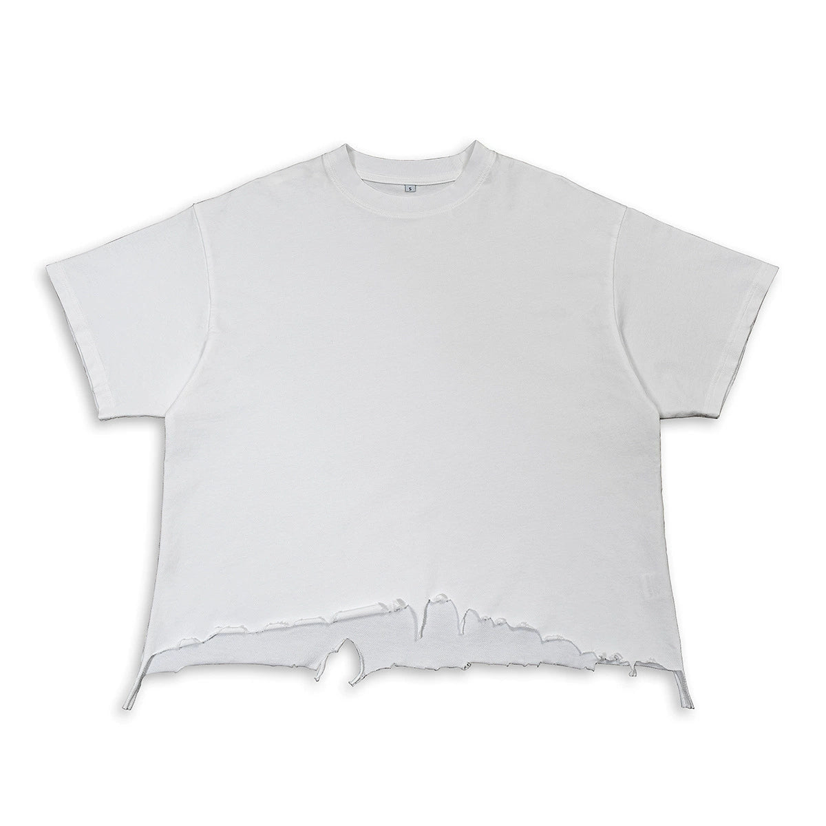 Customized Cotton Distressed Boxy Short Sleeved Multiple Processes to Choose From Men's T Shirt Retro Street Style Distressed