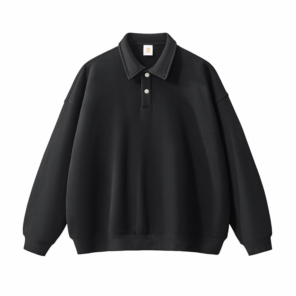 Custom Stand Collar Hoodies High Quality Polo Pure Color Blank Distressed Polyester/Cotton New Design Streetwear Hoodies