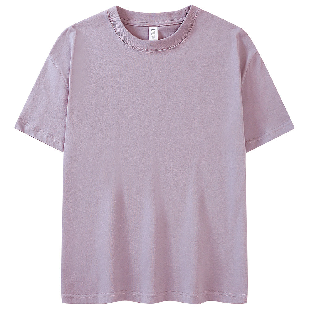 Streetwear Tshirt Pure Color High Quality Blank Custom Distressed Embroidery Round Neck Short Sleeve Heat Transfers for T-shirts