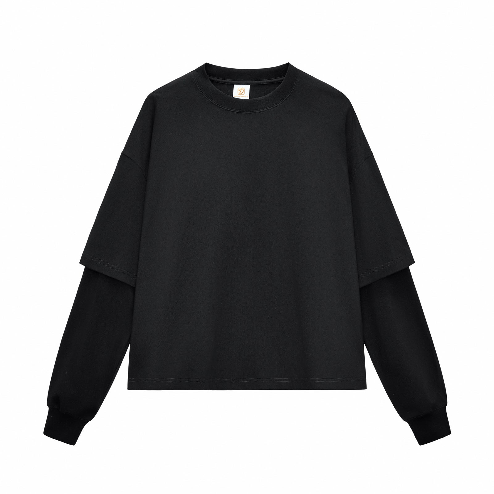 Boxy 100% Cotton Long Sleeve T-shirt Custom Round Neck Patchwork Blank High Quality Design Dtf Transfers for Long Sleeve Tshirts
