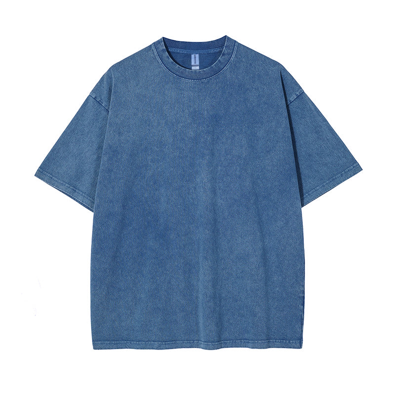 100% cotton Various Patterns Can Be Customized 12color Frosted Water Washed Wax Resist Dying Distressed Short Sleeved Shirts