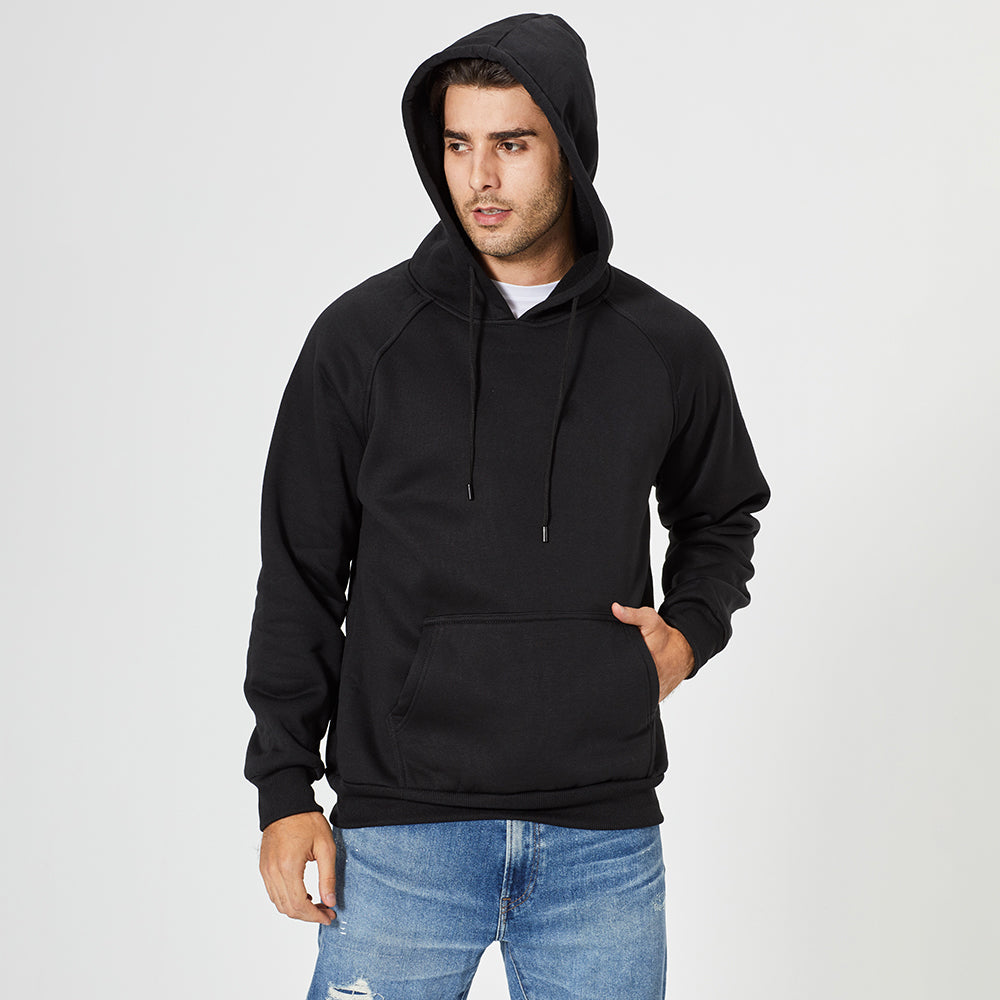 Men's High Quality Pullover Hoodie 100% Polyester Slanted Shoulder-padded Fleece Pullover with Hood and Loose Fit Design