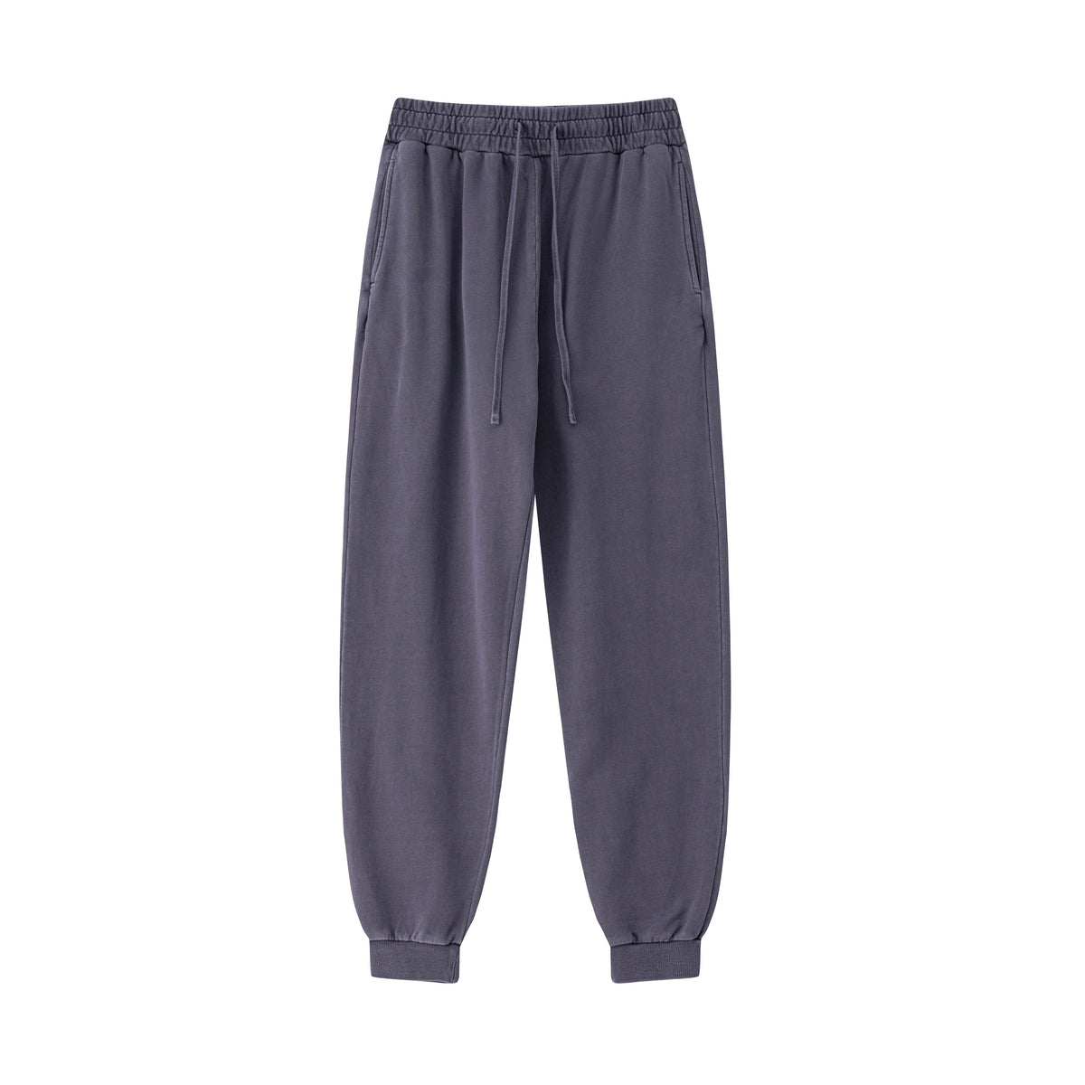 OEM Men Sweatpants 100% Cotton Blanc Loose Ankle Length Washed and Distressed Trousers American Style Fall and Winter Style