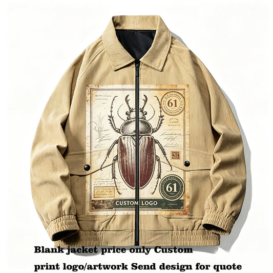 Oem Brand 4 Color Anti Wrinkle Corduroy Short Style Workman's Casual Collarless Front Placket Jacket for Men American Style