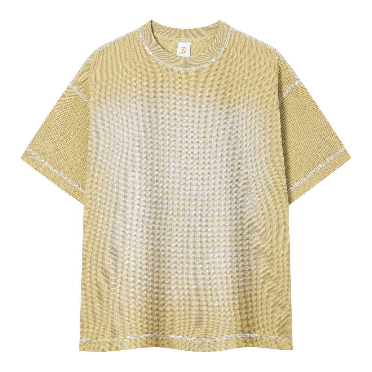 Loose and clear Line Trendy American Style t Shirt for Men Casual Lightly Bleached Water Pressed Horsehair Gradient Tshirt Top
