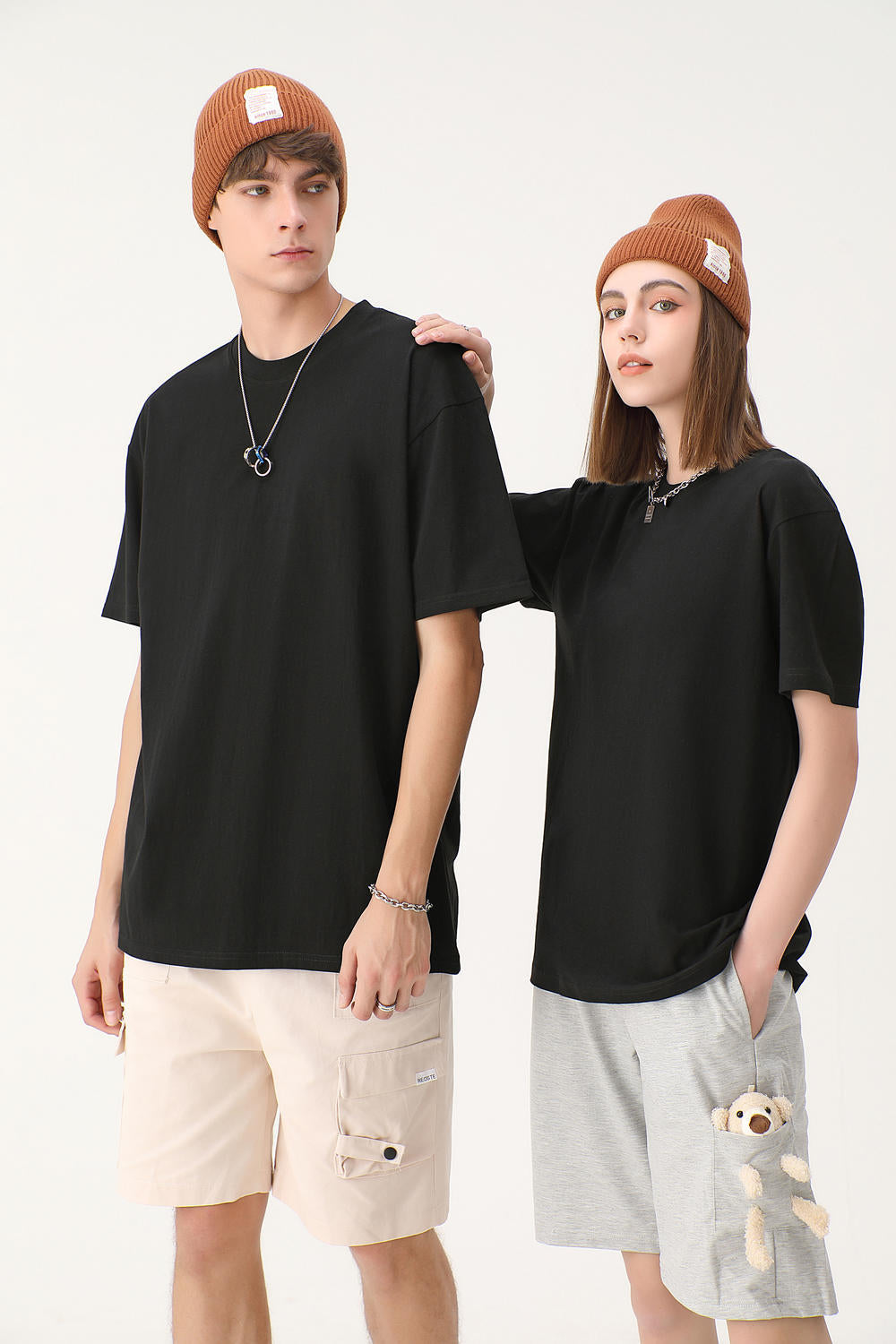100% Cotton Custom Blank Heavyweight Streetwear Drop Shoulder Round Neck Short Sleeve Loose Fashion Dtf Transfers for T-Shirts
