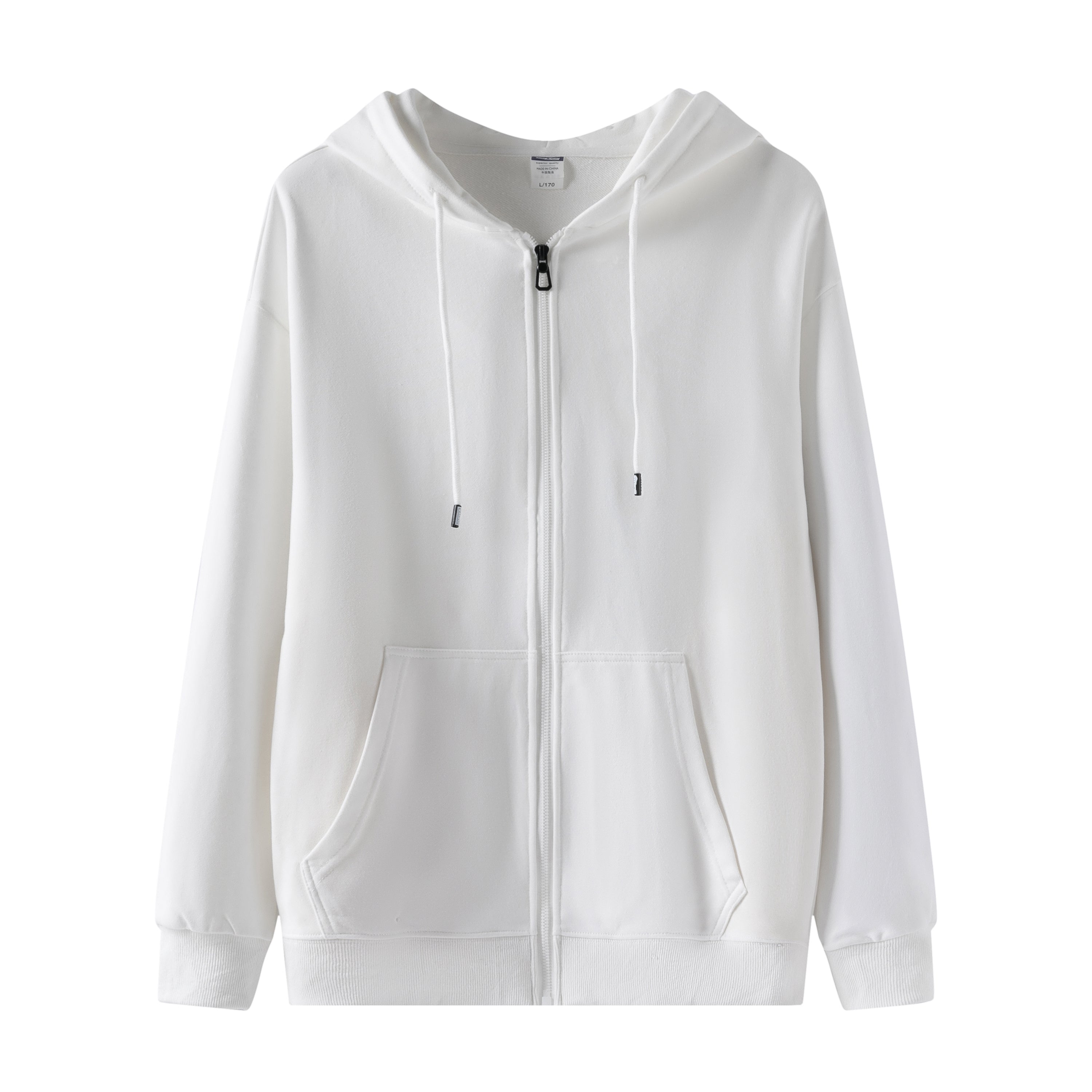 Custom Hoodies logo Plus Size Blank Full Zip French Terry High Quality Pure Color Blank Puff Printing Streetwear Hoodies Men