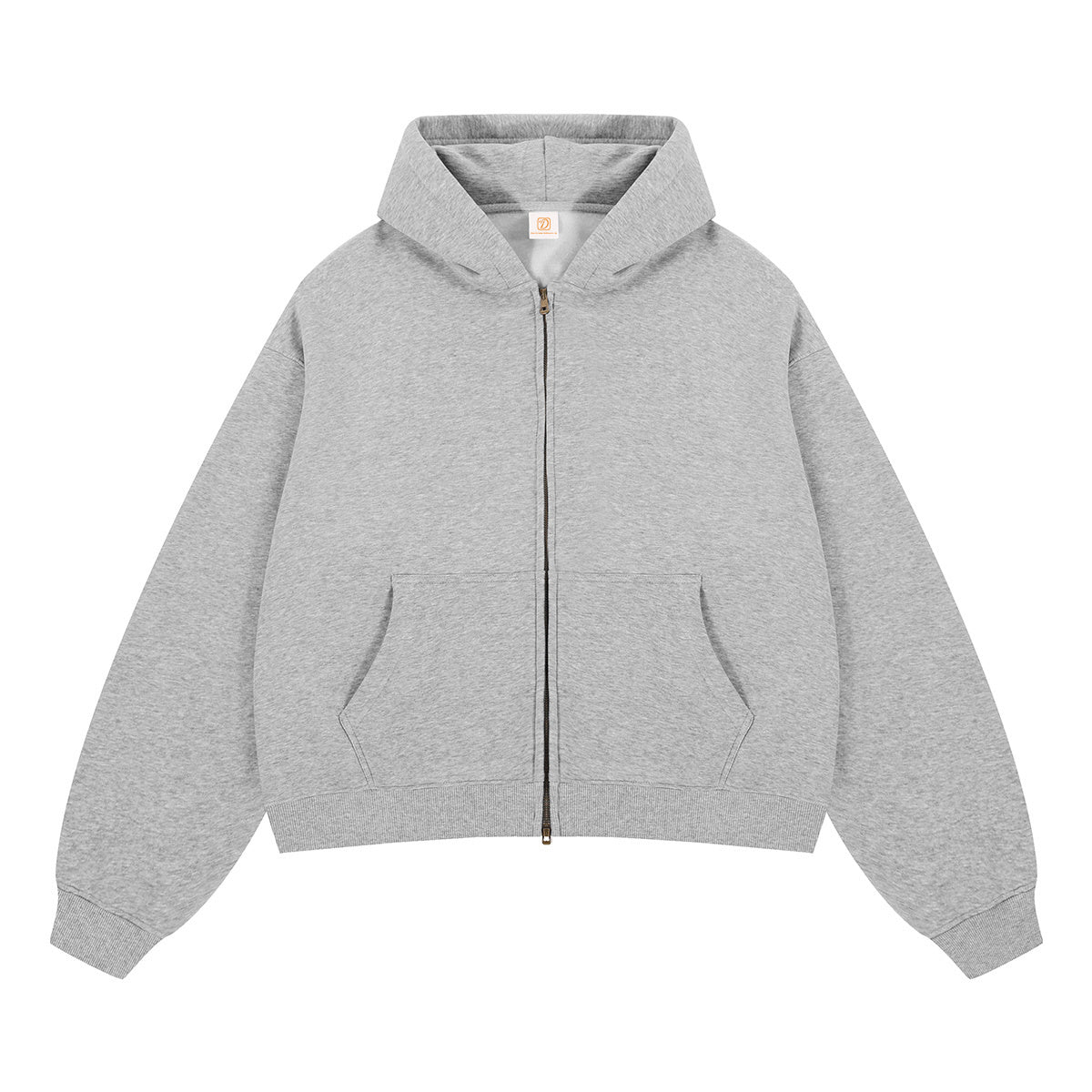 American Style 370 Gsm BOXY Wide Double Headed Short Sleeved High Quality Zipper Pullover with Fleece Lining Zipper-up Hoodie