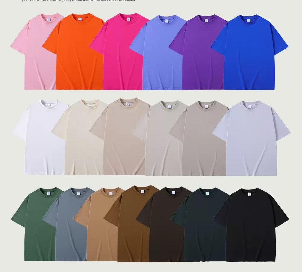 100% Cotton Wholesale Heavy Weight Short Sleeve Drop Shoulder Double Yanze Oversized Streetwear Custom logo Screen Print T-Shirt