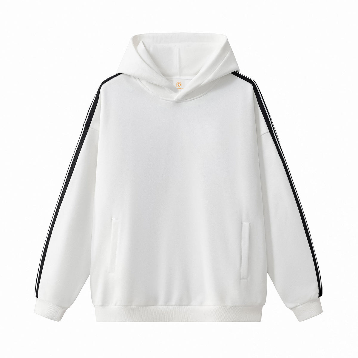 Fashion Color Block Striped Hooded Sweatshirt From Overseas Featuring American Style Sporty Elastic Band Design Trendy Brand