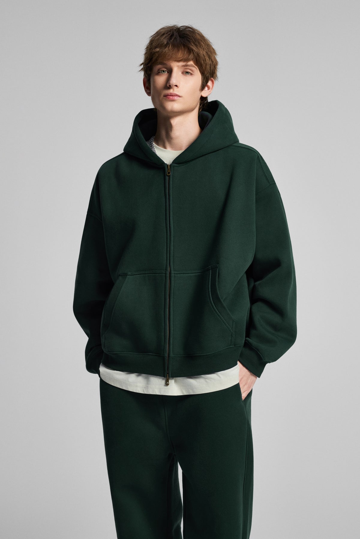 Custom the Boxy Version of the Fleece Lined Zipper Pullover with a Dropped Shoulder and Hood Is Available in Samples Hoodies