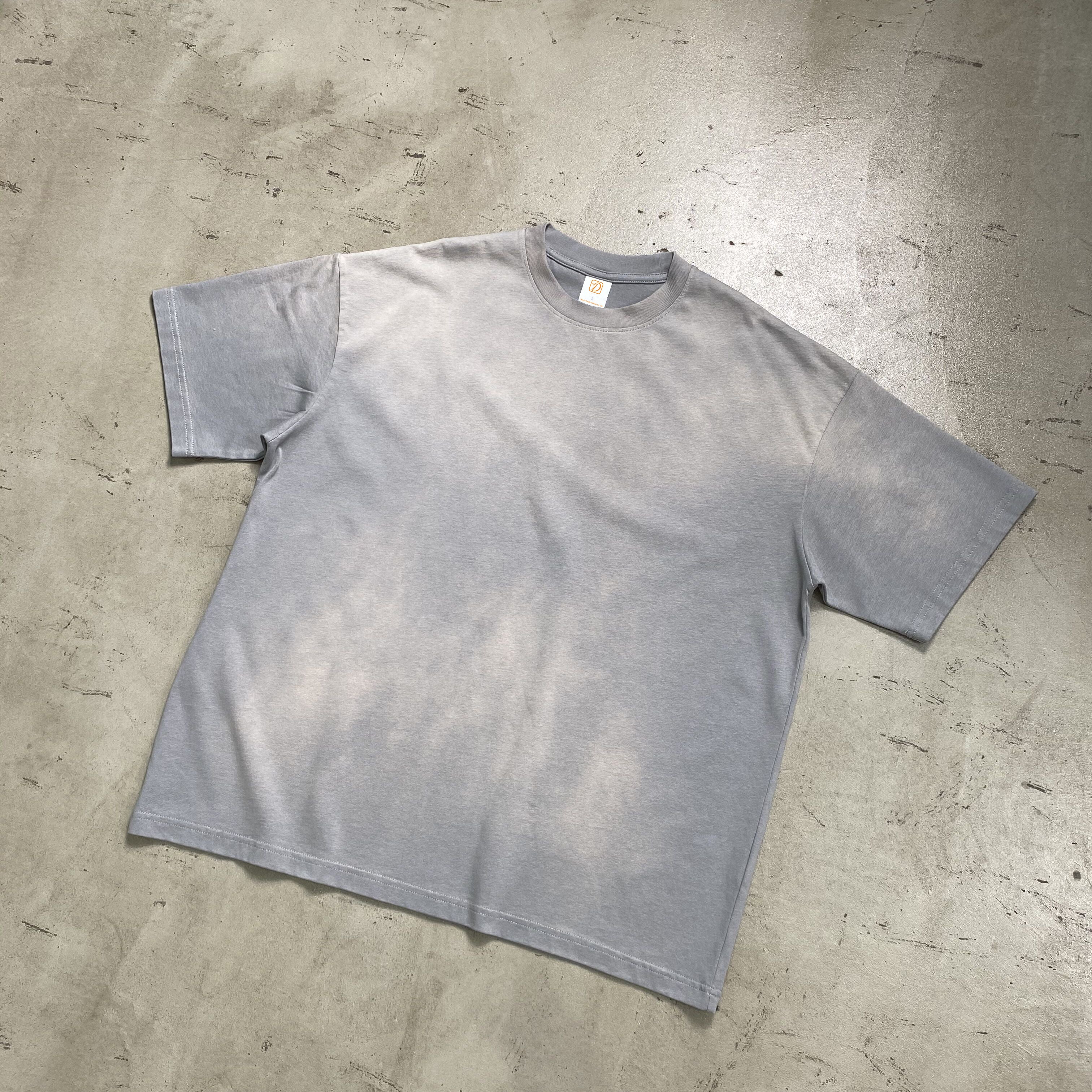 Vintage Drop Shoulder Heavy Cotton Spray Dyeing Loose Washed High Quality Sublimation Streetwear Heat Transfers for T-shirts