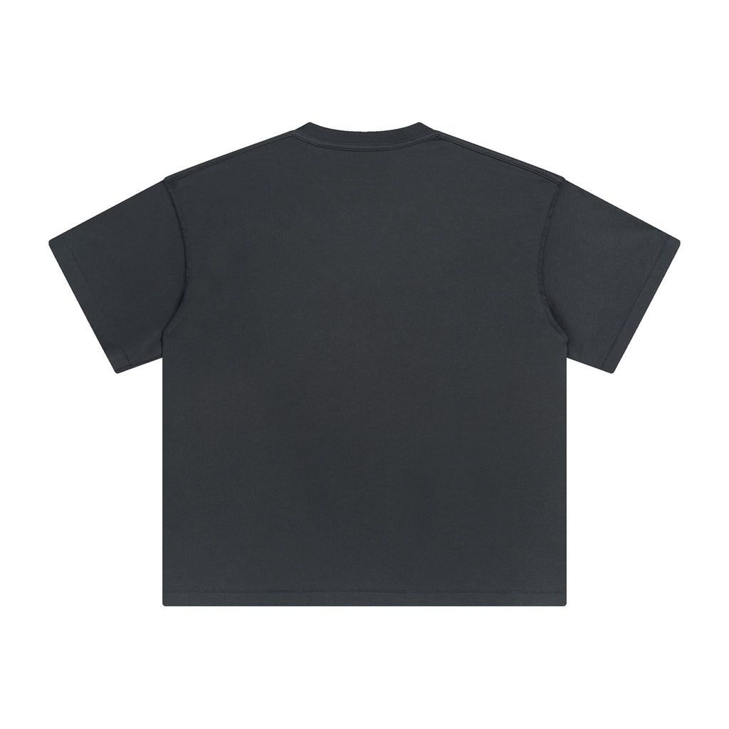 Customized t Shirts Heavy Duty Edge Trimmed Collar Water Washed Loose Fitting Dropped Shoulder Short Sleeves Simples Style