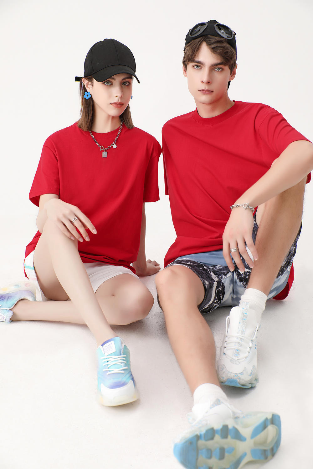 100% Cotton Custom Blank Heavyweight Streetwear Drop Shoulder Round Neck Short Sleeve Loose Fashion Dtf Transfers for T-Shirts