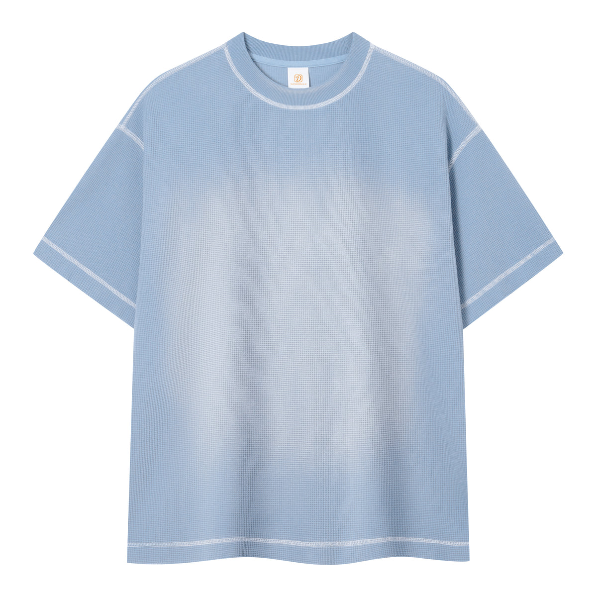 Loose and clear Line Trendy American Style t Shirt for Men Casual Lightly Bleached Water Pressed Horsehair Gradient Tshirt Top