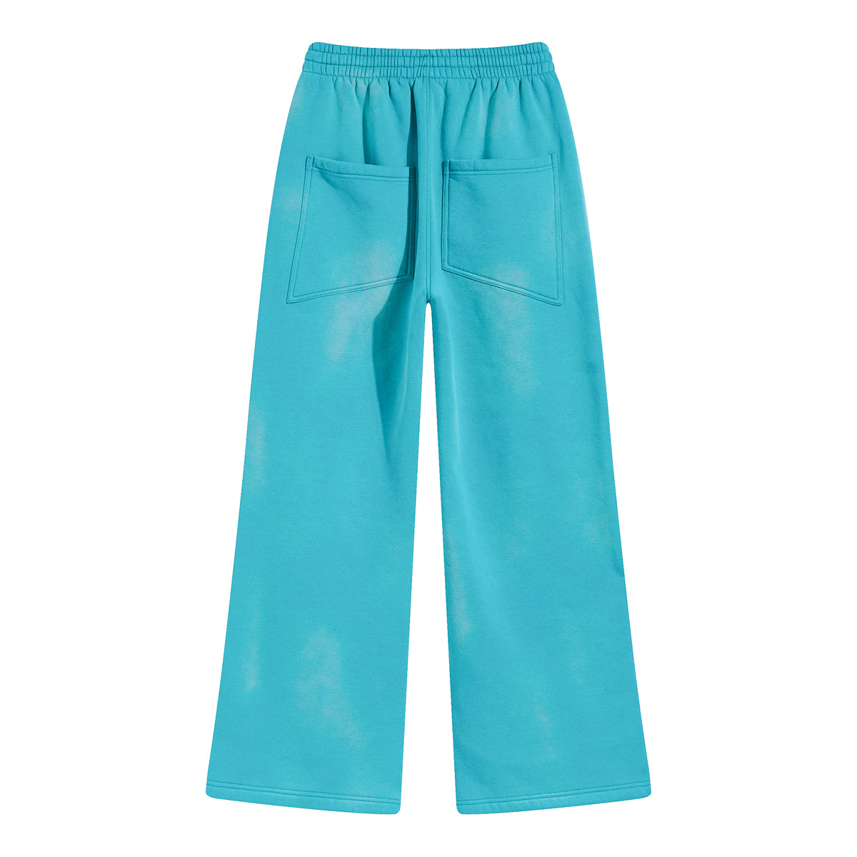 Custom Dyeing and Bleaching Washed Denim Distressed Frayed Loose Fleece Pants Sweatpants From a Trendy Brand American Style