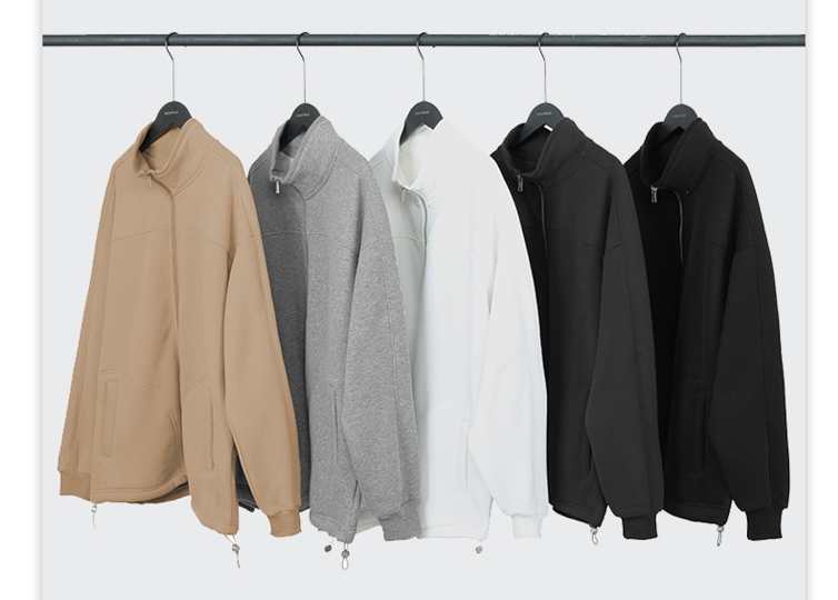 400G Heavyweight Stand Collar Polar Fleece Blank Full Zip Custom Puff Print Unisex High Quality Drop Shoulder Fashion Hoodie