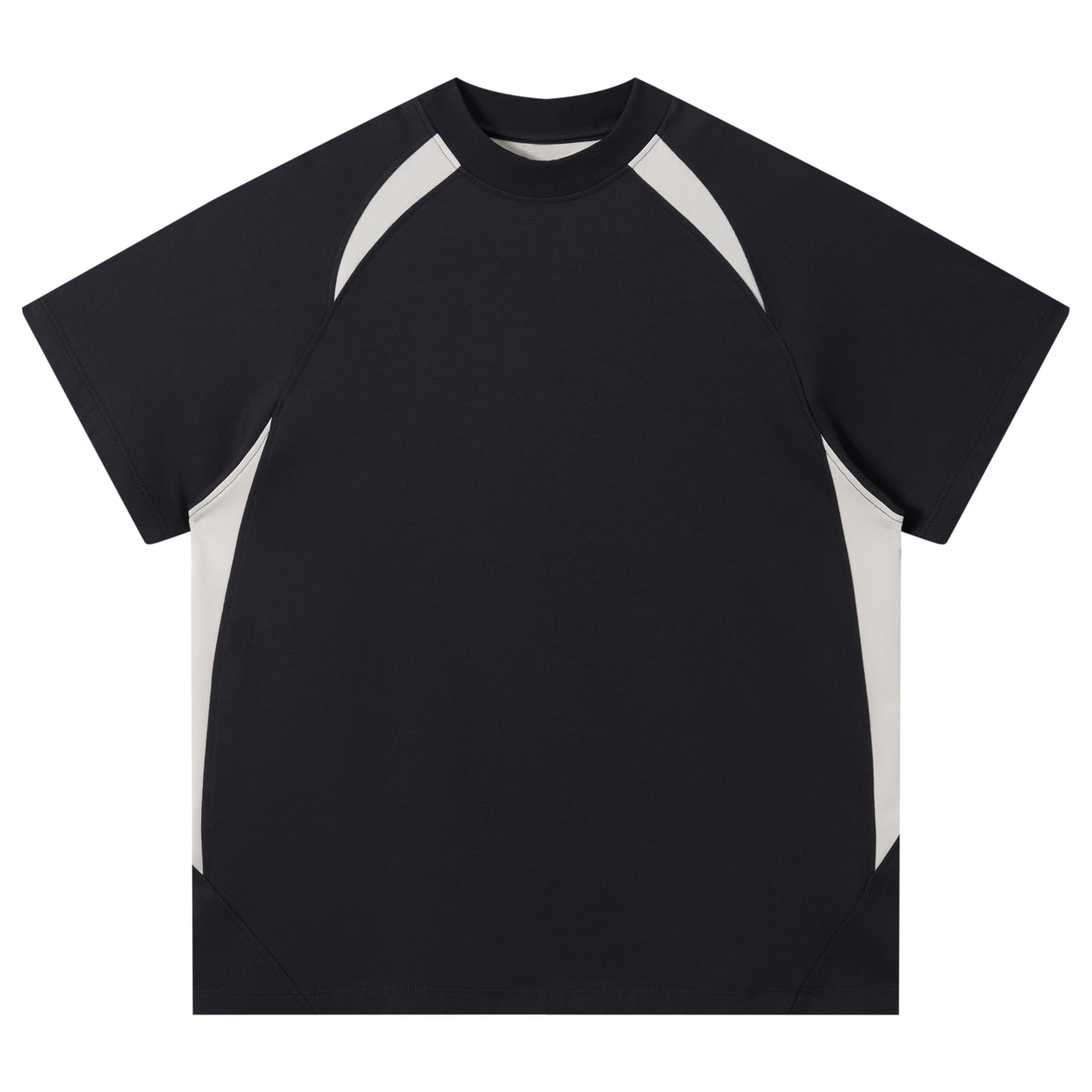 Summer Version Fashion Cool and Breathable Color-matched Contrast Patchwork Sporty Round Neck T-shirt with Shoulder Seams