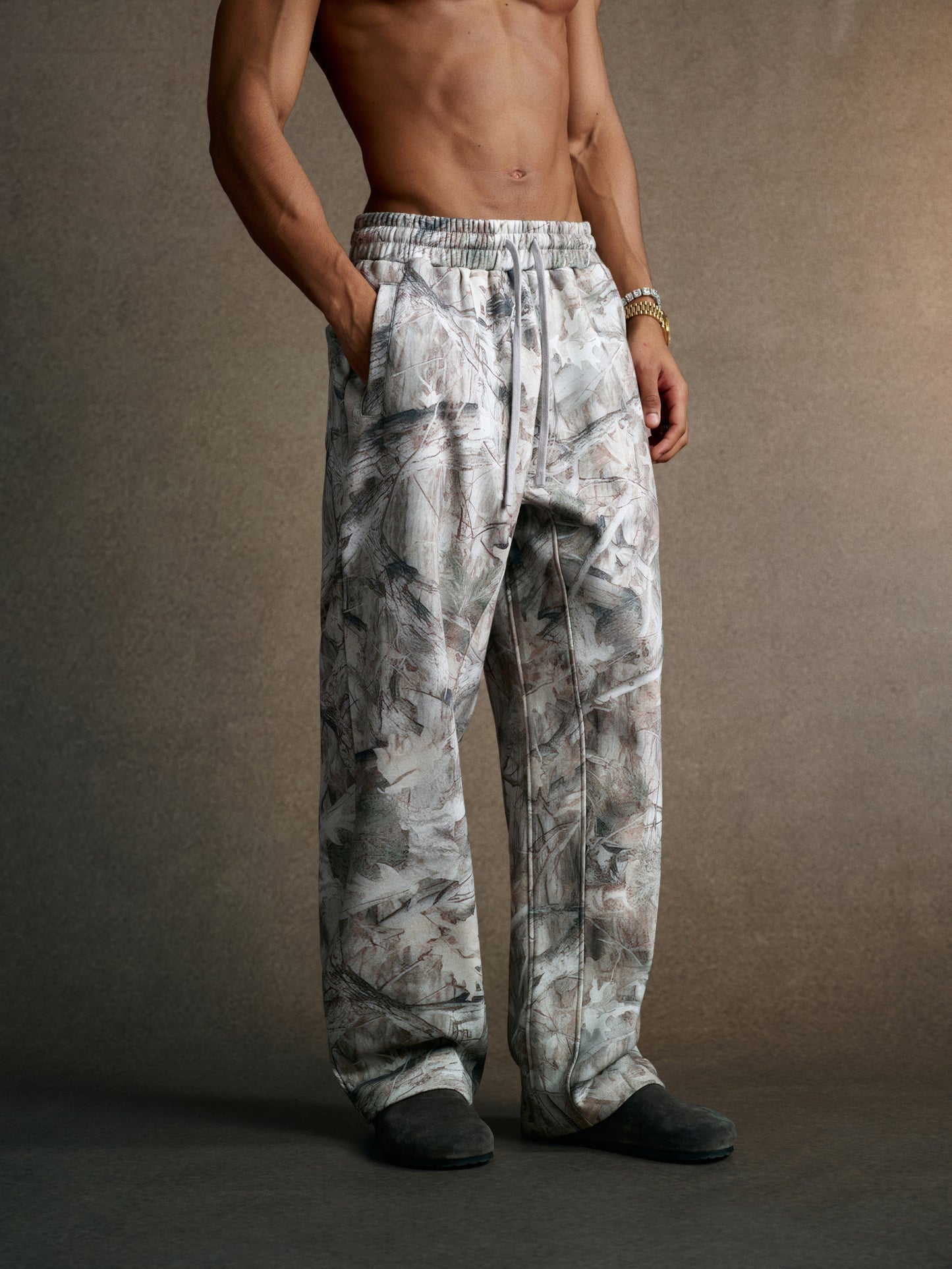 Sweatpants Printing Custom Branch Patterned Fleece Lined Sweatpants Fashion Loose Sweatpants Personalized Sweatpants Design